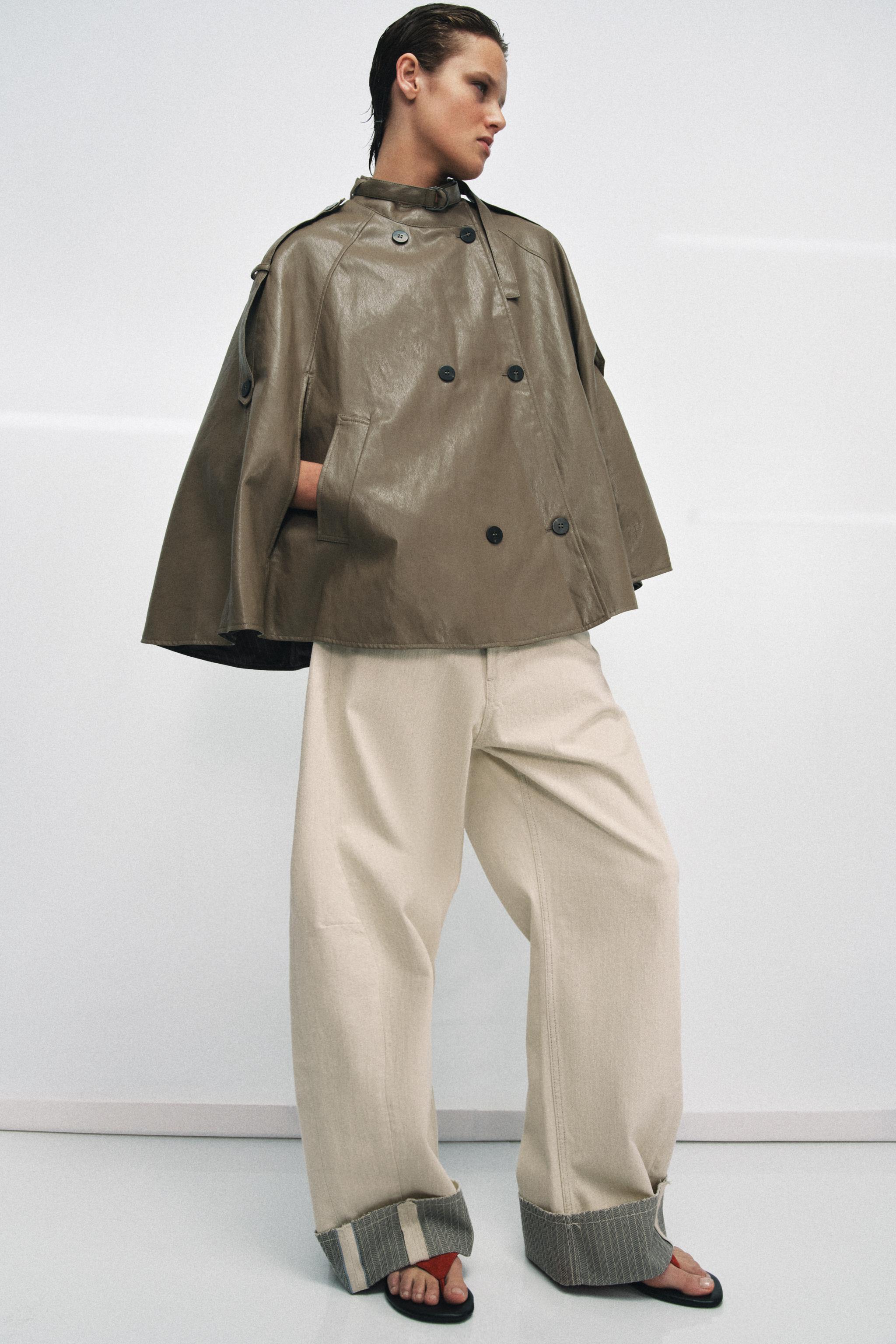 ZW COLLECTION FAUX LEATHER CAPE JACKET